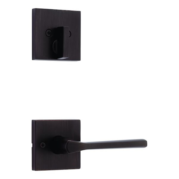 Kwikset Single Cylinder Interior Lisbon Lever Trim with Square Rose New Chassis Venetian Bronze Finish 971LSLSQT-11P - main